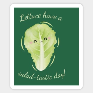 Lettuce Have A Salad-Tastic Day Cute Watercolor Lettuce Leaf Sticker